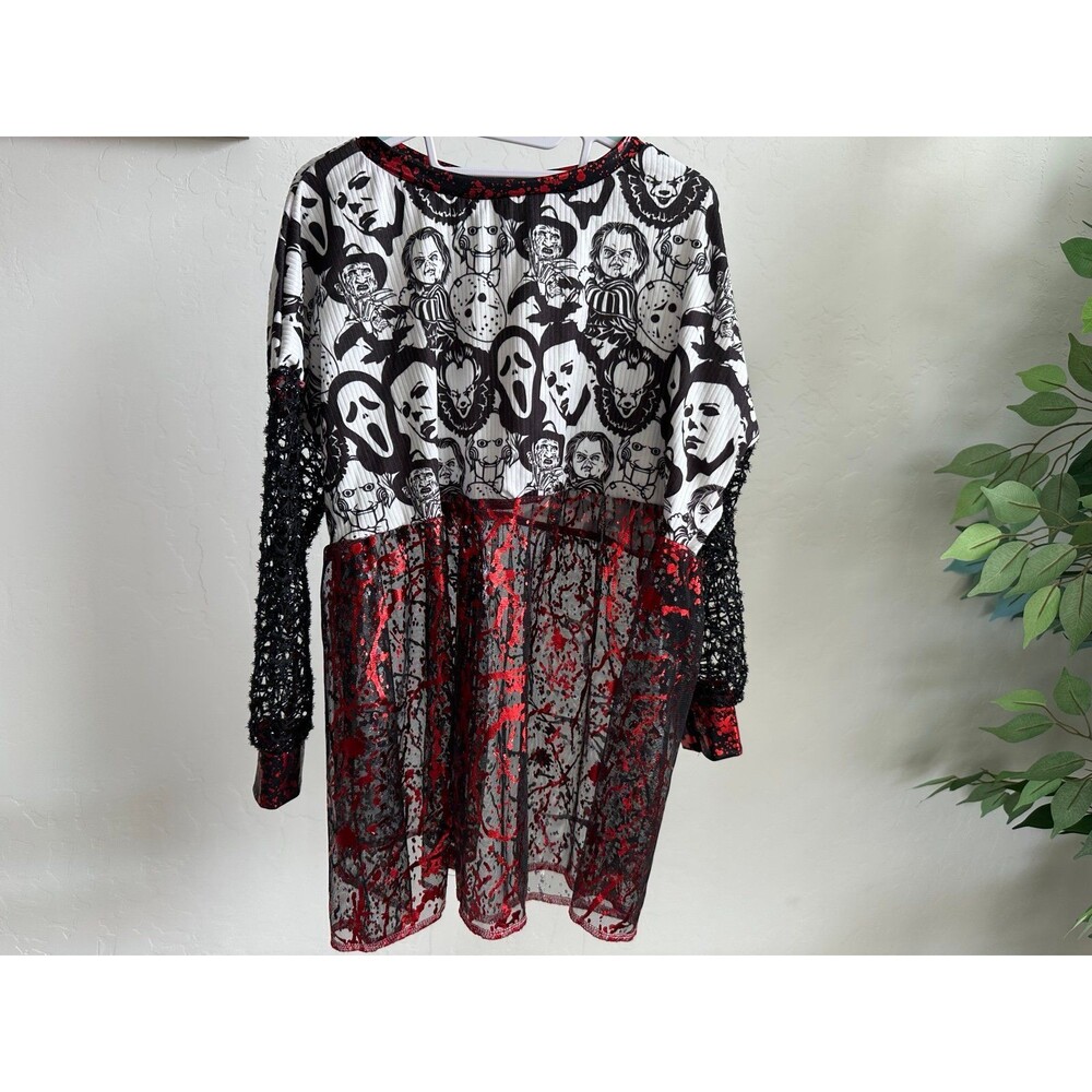 Handmade Horror Icons Halloween Top S Sheer Blood Splatter Goth Slasher